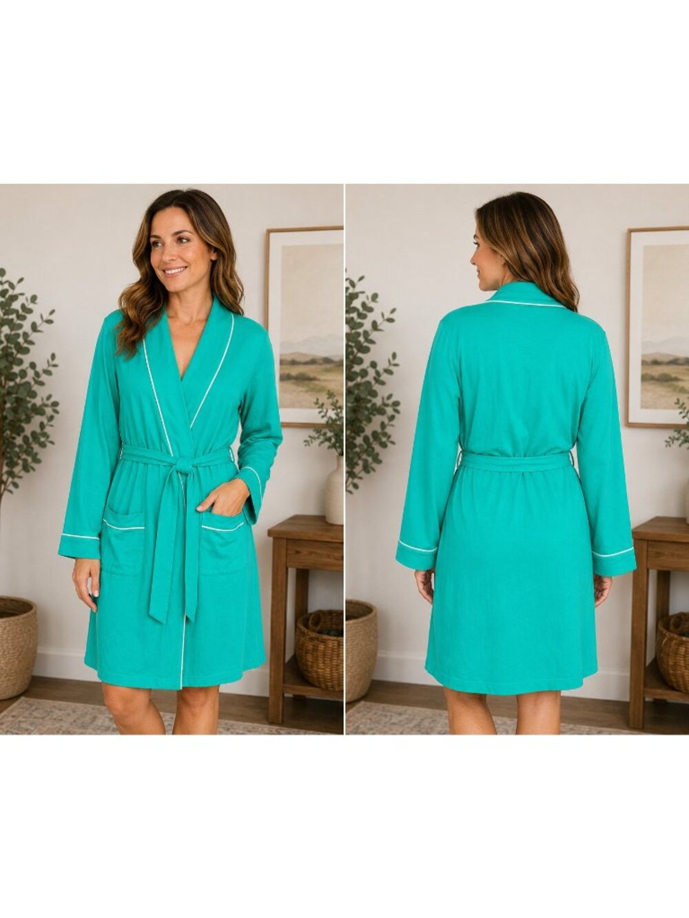 Gilligan & O'Malley Women's Robe Medium/Large Belted Green NWT